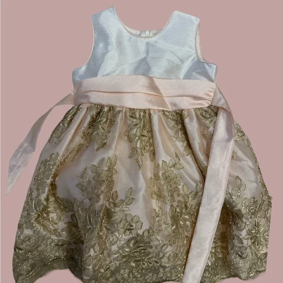 Jane Copeland Girl’s Dress Pink and Gold and Cream 3T - Picture 2 of 8